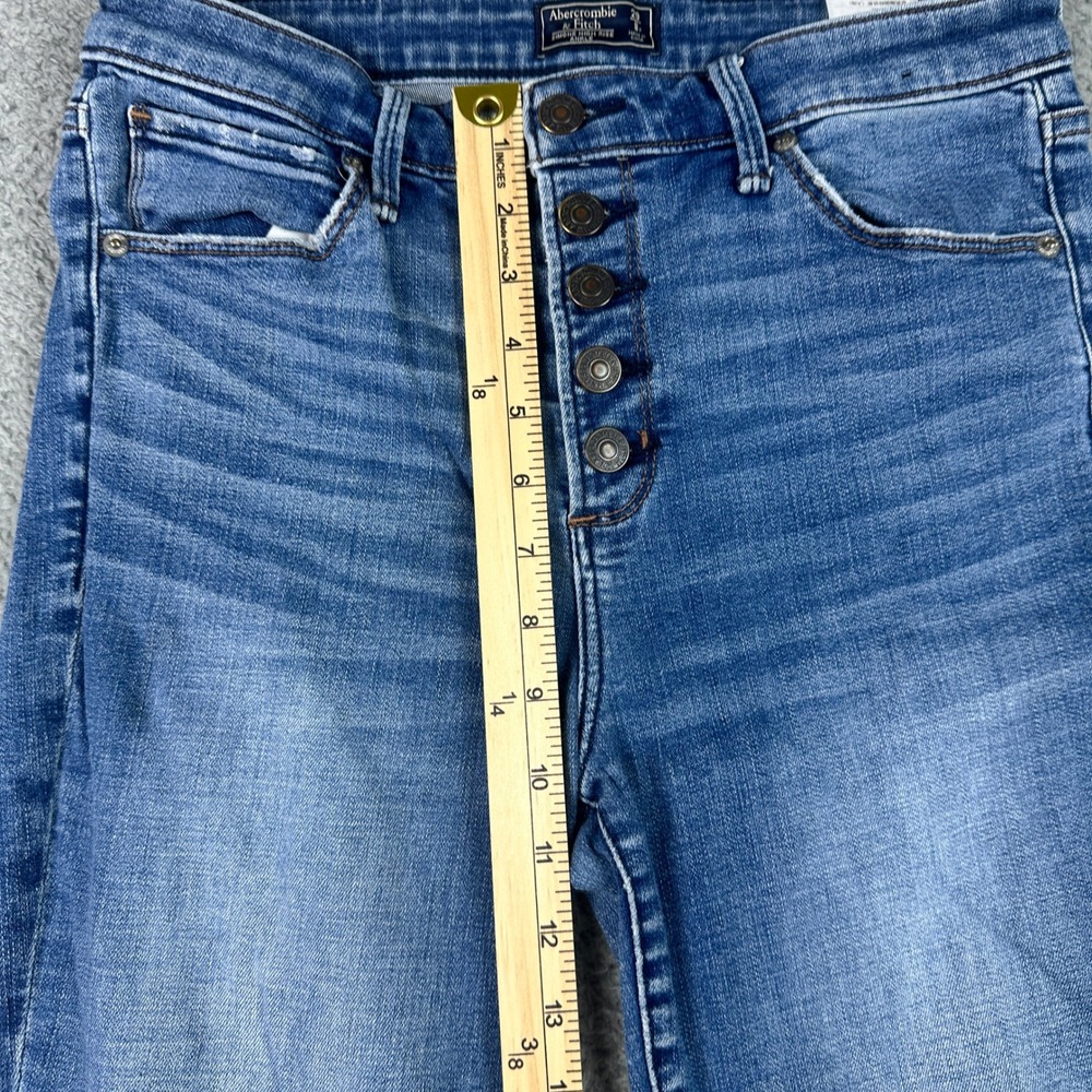 Abercrombie & Fitch Simone High Rise Jeans Womens 29 Blue Raw Hem Button Fly - Picture 6 of 11